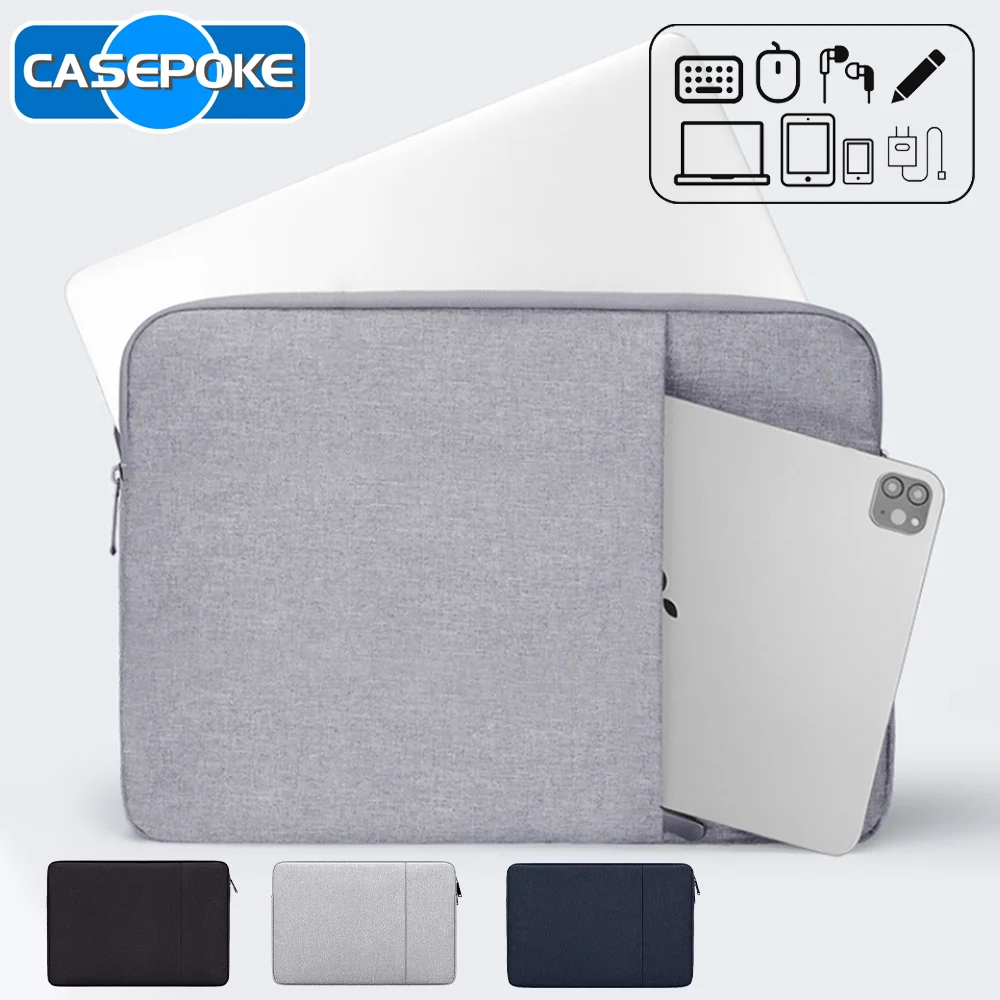 CASEPOKE-Bolso de mano para tableta, bolsa interior de 13-15 pulgadas para iPad, Samsung, Xiaomi, accesorios para teléfono móvil, resistente al agua