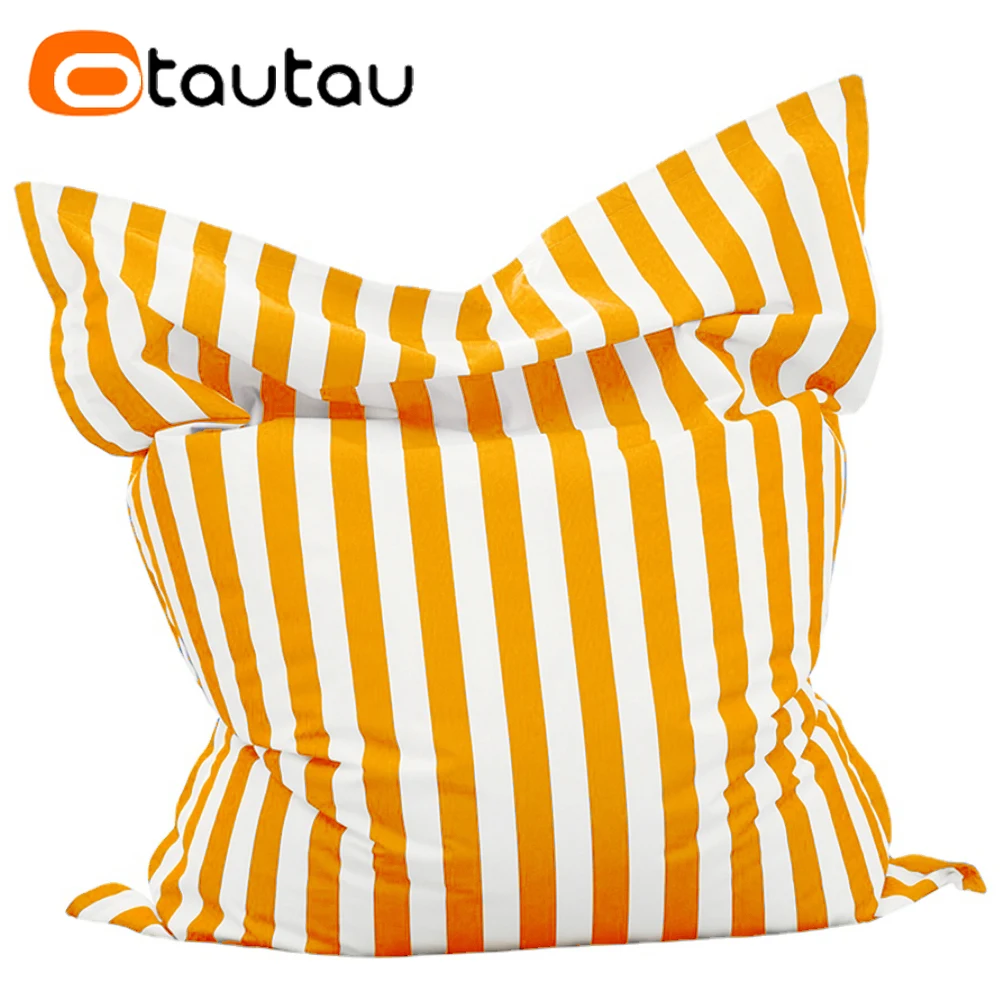 OTAUTAU 6ft Sqaure Swimming Pool Floating Pillowsac Pouf Cover No Filler Outdoor Beach Garden Puff Salon Bean Bag Sofa Bed SF081