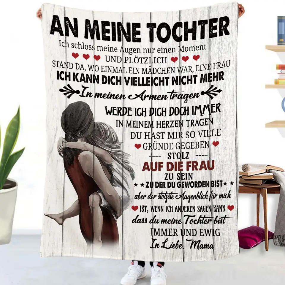 Flanelldecke mit deutschen Buchstaben „To My Daughter Son“, Weihnachtsgeschenk, warme Überwurfdecke für Bett, Sofa, Couch, Geburtstagsgeschenke, Heimkönigin – Detail 5