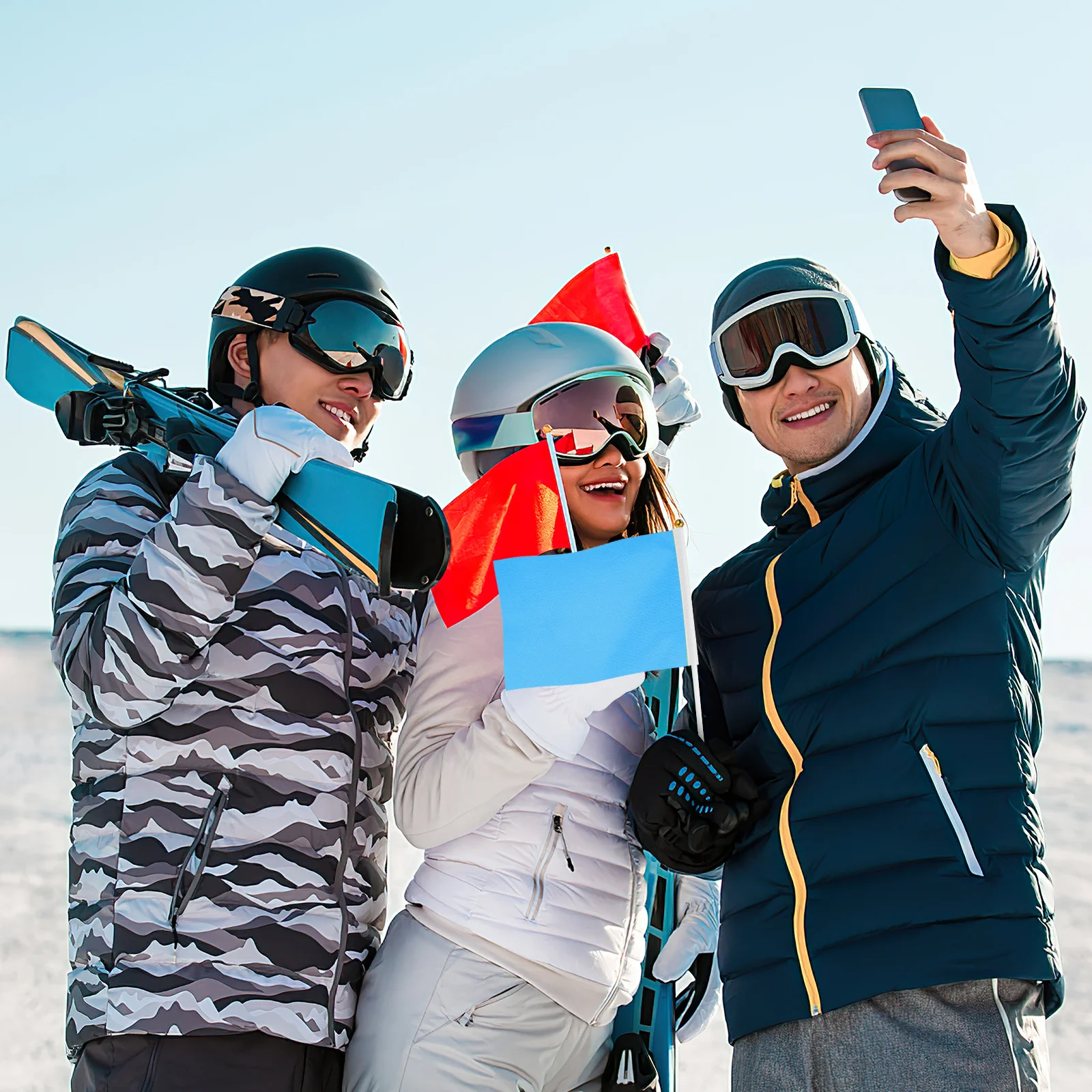 

50Pcs Mini Handheld Waving Flags Solid Color Square Polyester Flags Party Celebration Supplies Portable Lightweight Party