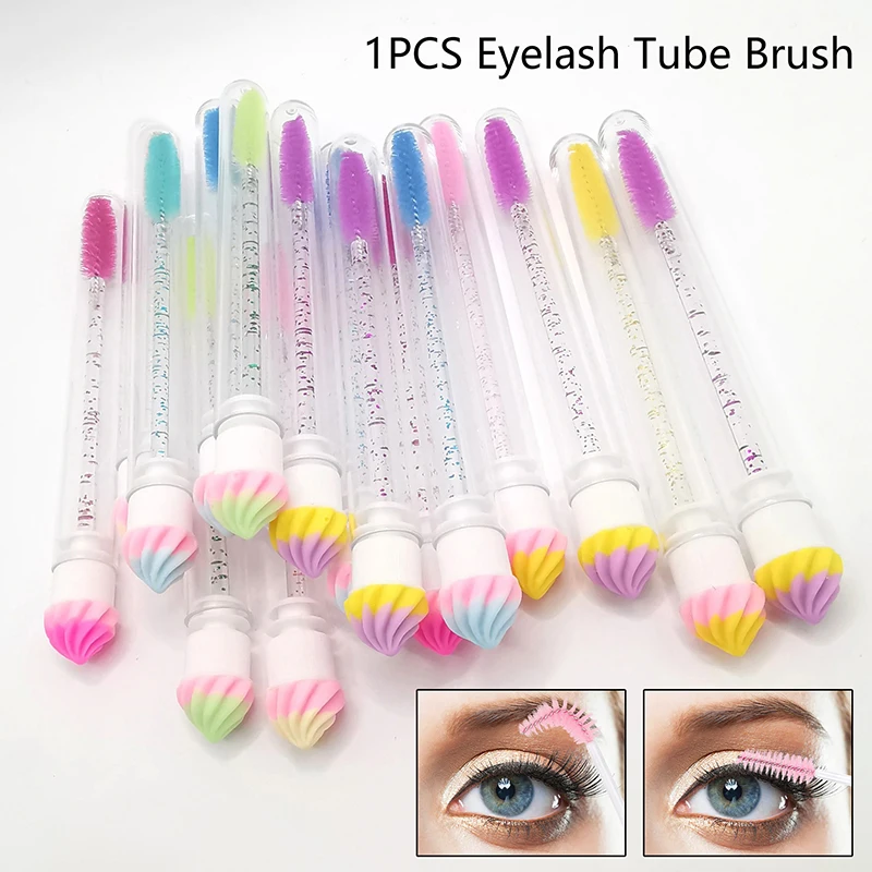 

1pcs Reusable Eyelash Brush Tube Eyebrow Brush Replaceable Dustproof Rabbit Ear Crystal Rod Replaceable Individual Packing