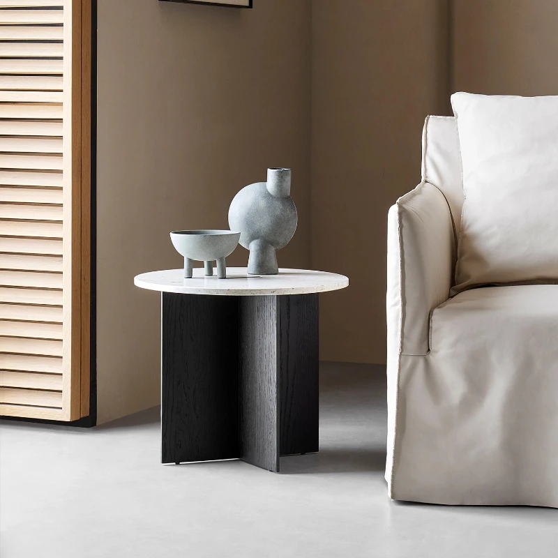 

Log color oak living room home modern simple round table light luxury