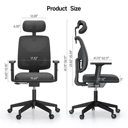 Ergonomic office chair, adjustable backrest, tilt locking function, lumbar support, armrests, 2D headrest,