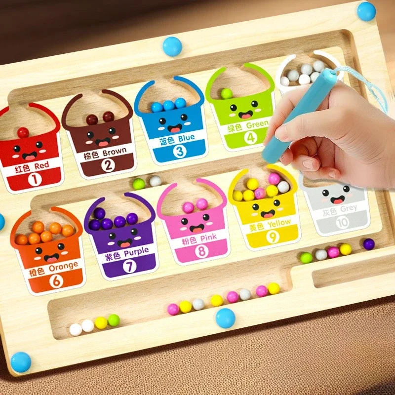 

Magnetic Color Sorting Maze & Drawing Board Toddler Montessori Toys Number Matching Learning Counting Preschool Activity