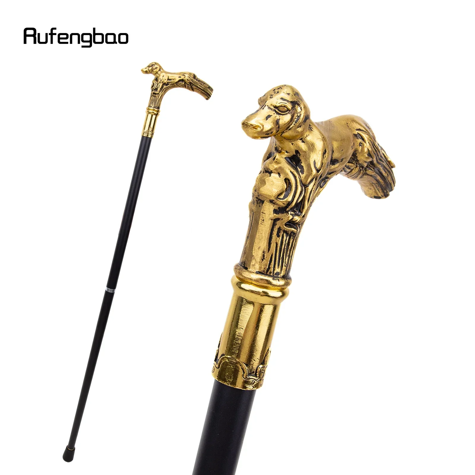 Golden Dog Handle หรูหรารูปแบบเดิน Stick Party แฟชั่น Elegant Walking Stick ตกแต่ง Cosplay Cane ลูกบิด Crosier 90 ซม