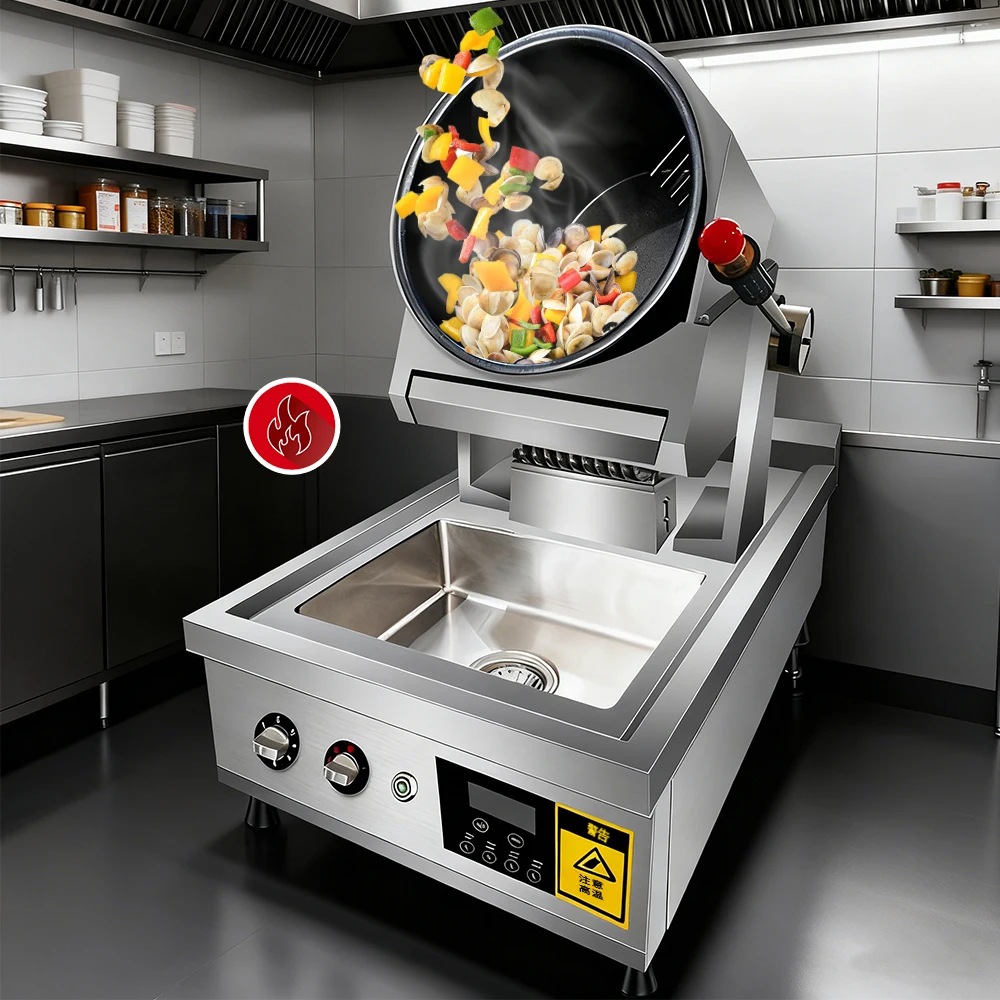 

Factory Hot Selling High Quality Automatic Cooking Machine Robot Wok Stir Fry Commercial Kitchen Equipment 304 with Sink