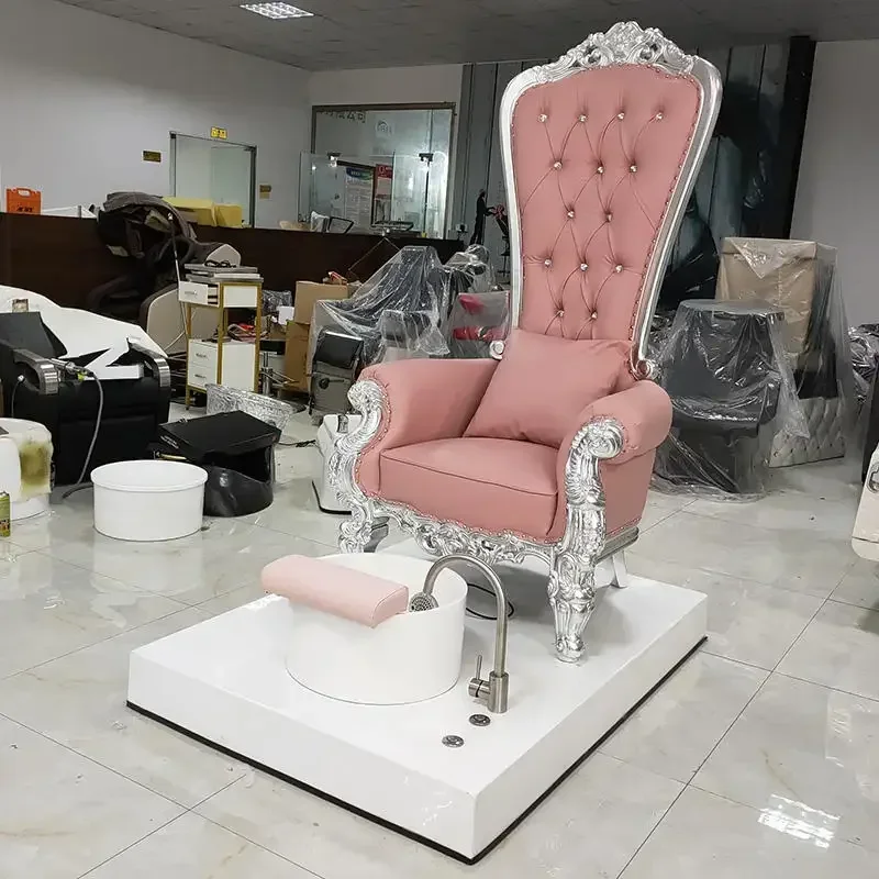 Pedicure Chair, High Back Foot Therapy Bench with White Foot Therapy Bowl, Luxurious Foot Therapy Sofa, Adjustable Salon Sofa