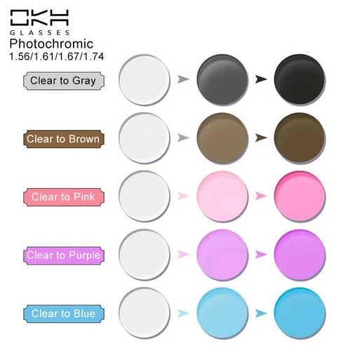 Imagen 1 del producto OKH-gafas fotocromáticas para miopía e hipermetropía, lentes graduadas fotocromáticas de color gris, marrón, rosa, morado y azul, serie 1,56, 1,61, 1,67, 1,74