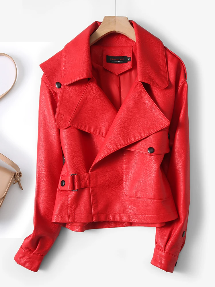 Giacca in Vera Pelle Jiang ung Haining per Donna, Stile Moto Oversize, Versione Coreana, Cappotto Outerwear