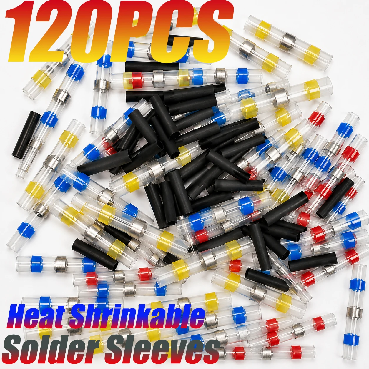 120PCS Heat shrink welding sleeve | Thickened welding ring heat shrink tubing, 6 sizes of heating tube