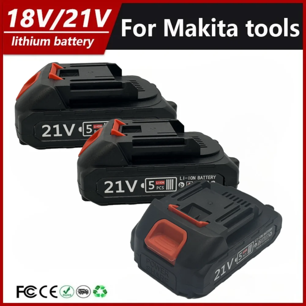 

18V 21V High Capacity Rechargeable Lithium Ion Battery for Makita Cordless Drill Wrench Power Tool Replacement Battery