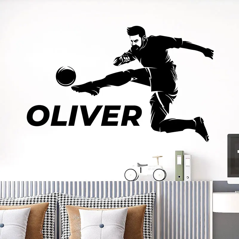 

Personalized Name Football Player Sticker Vinyl Home Decor for Kid's Boy's Teen's Room Soccer Game Sport Wall Decals Murals Z633