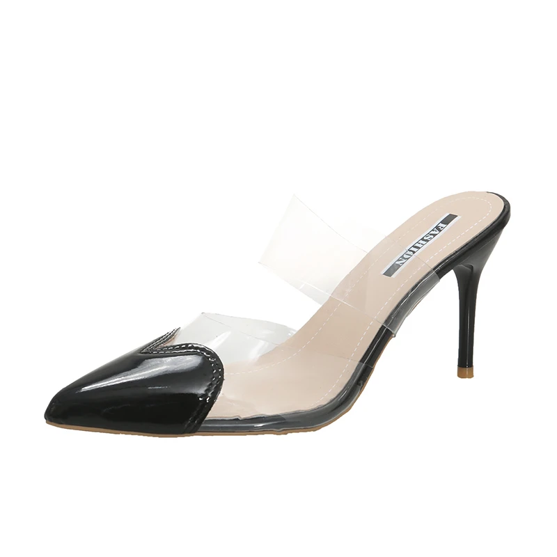 2026 Summer Fashion Women’s Transparent Open-Toe Slippers Thin Heels New Design High-End Pointed High Heels Fairy Style Pig Size