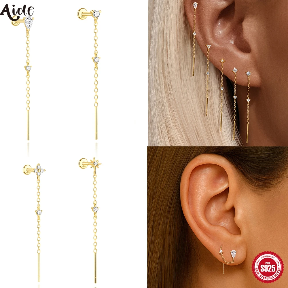 

Серьги-капли Aide для женщин и девочек, стерлинговое серебро 925 пробы, звезда, цветы, капли воды, цепочка с кисточками, шпильки, ювелирные изделия для свадебной вечеринки, подарок