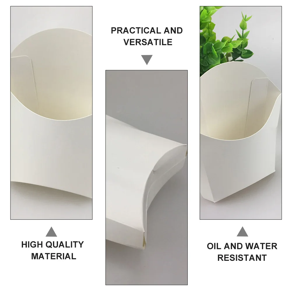 

50pcs Oil-proof Snack Box Containers Paper French Fries Storage Boxes with Lids Party Decoration Multi-function Portable Snack