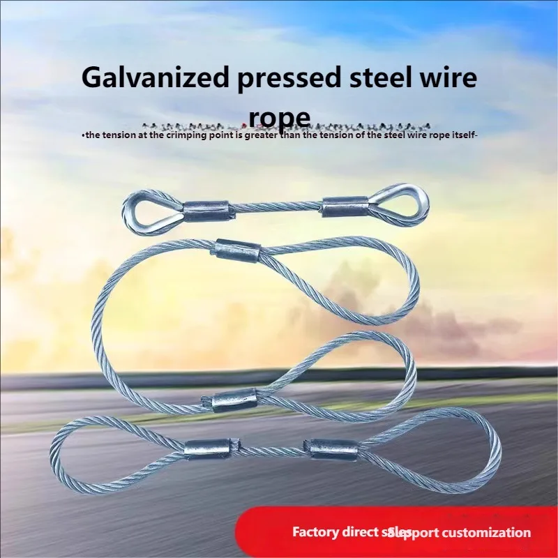 Galvanized Oil Free Pressed Steel Wire Rope Aluminum Sleeve Press Buckle Lifting Sling Rigging For Heavy Duty Hoisting