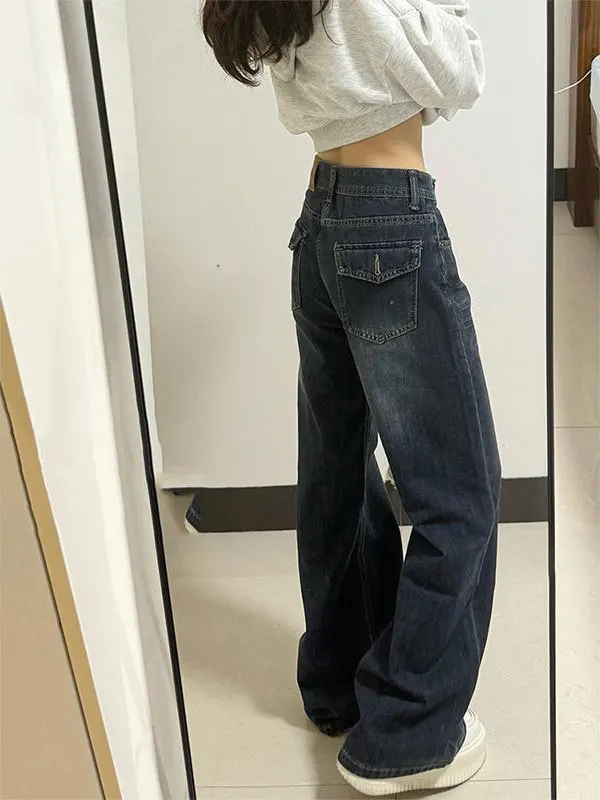 

Женские джинсы-клеш с высокой талией, темно-синие, облегающие, длинные, осенне-зимние, новые, в пол, повседневные