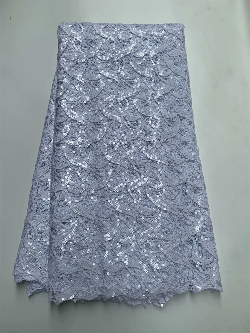 White African Guipure Cord Lace Fabric With Sequins 2024 High Quality Nigerian Water Soluble Lace For Women Wedding Dresses Sew