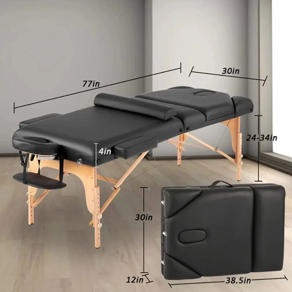 

Massage Table Portable Massage Bed 4InThick Sponge Lash Bed 3 Folding Height Adjustable Spa Bed 30 inches Wide Salon