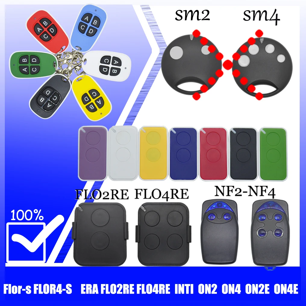 INTI 433.92 MHz โรลเลอร์ flo 2 rON 1 ON 2 ON 4 INTI 1 LINTI 2 LINTI 2 Y ประตูไฟฟ้าระยะไกลส่องกล้องโรงรถ 20 PCS