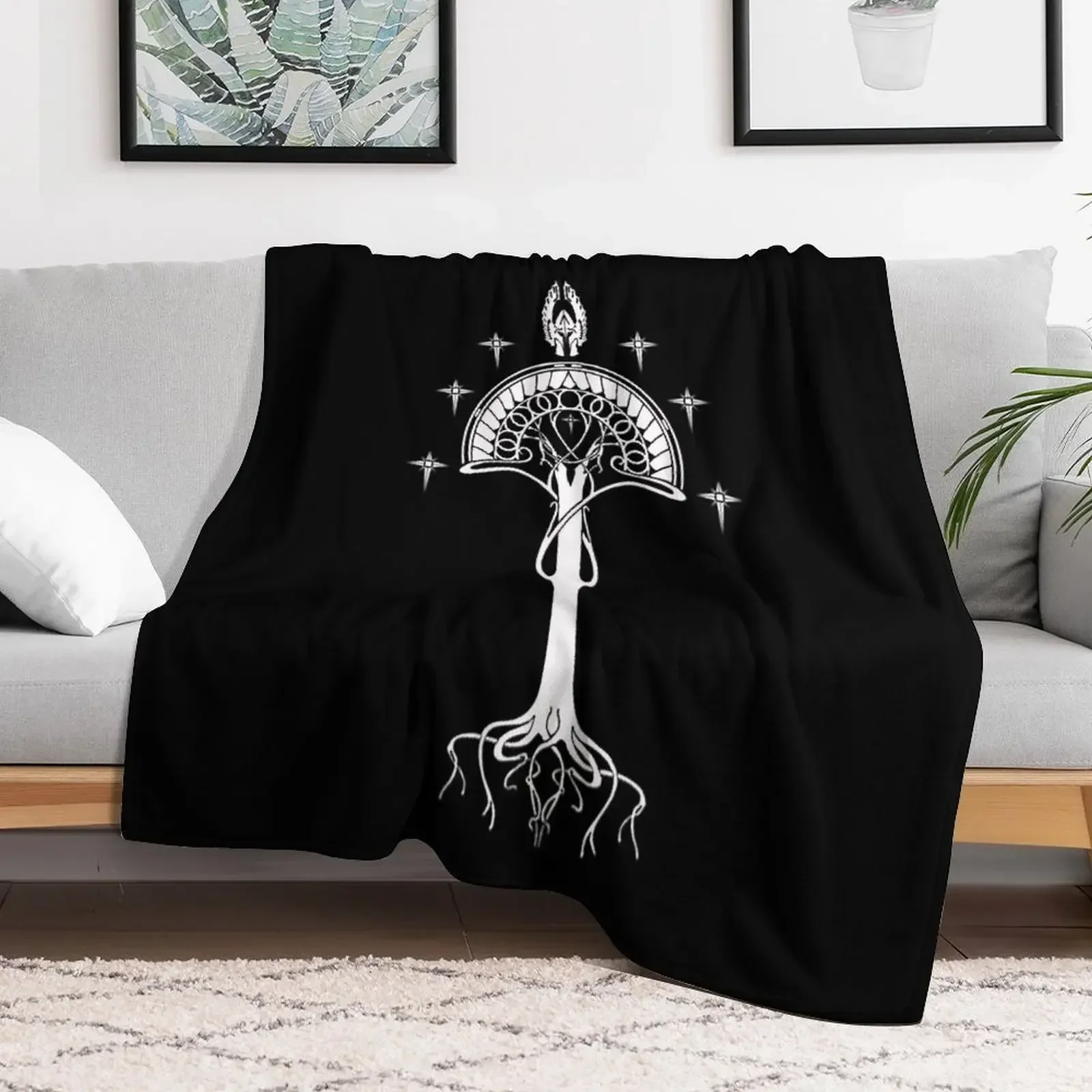 Sigil of the United Kingdom of Arnor and Gondor (Gondorian black variant) Throw Blanket blankets ands Blankets