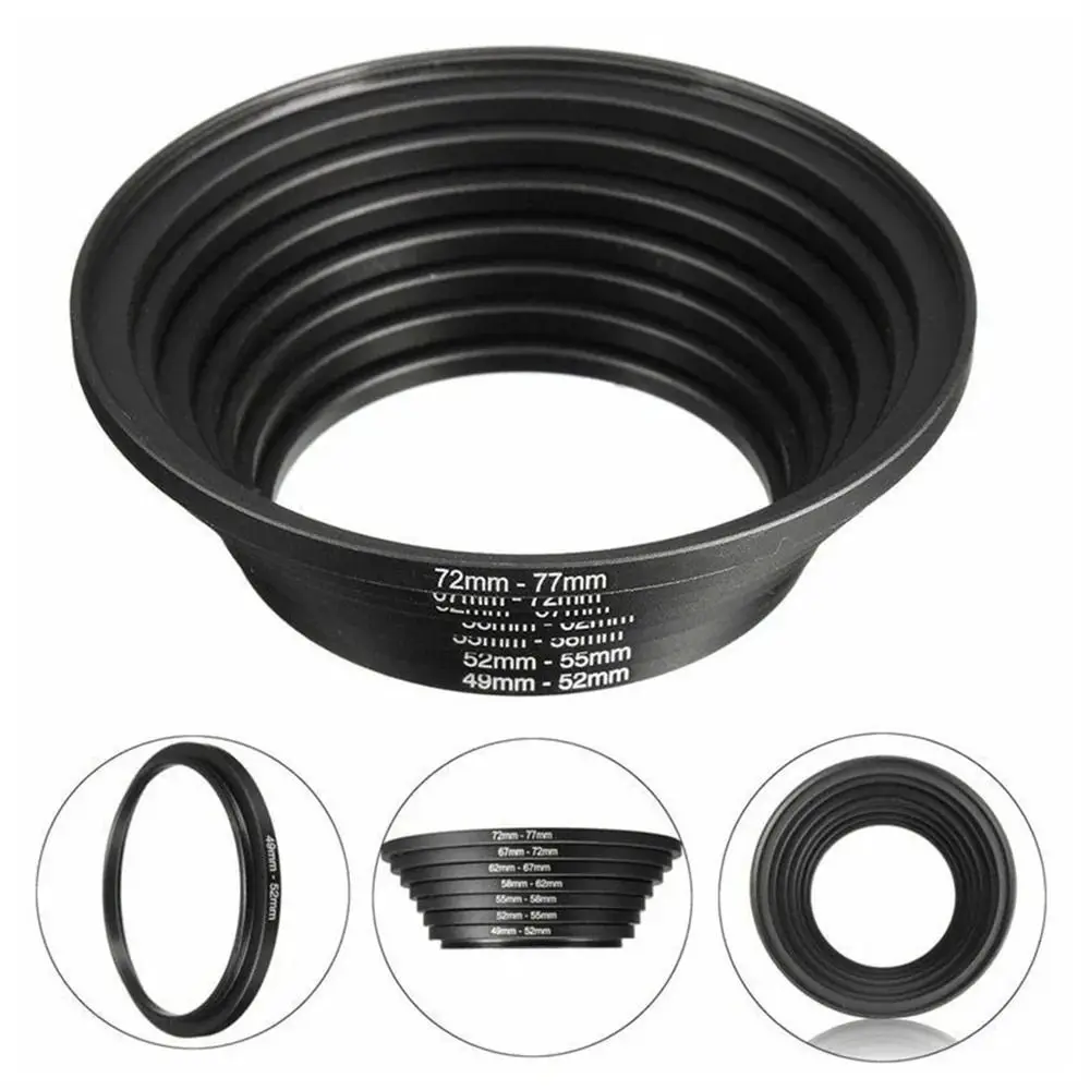 

9pcs Filter Ring Adapter Set Step Up Rings 37-82mm Aluminum Alloy Camera Ring Adapter UV ND CPL High Strength