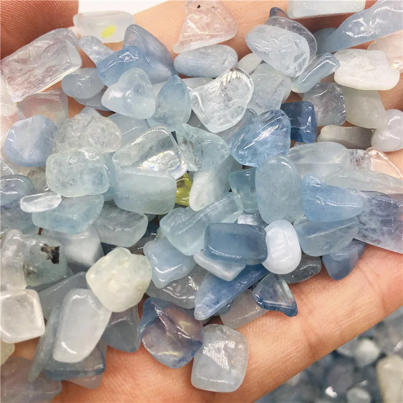 50-1000g natural aquamarine Crystal tumbling free boat Aquarium home decor