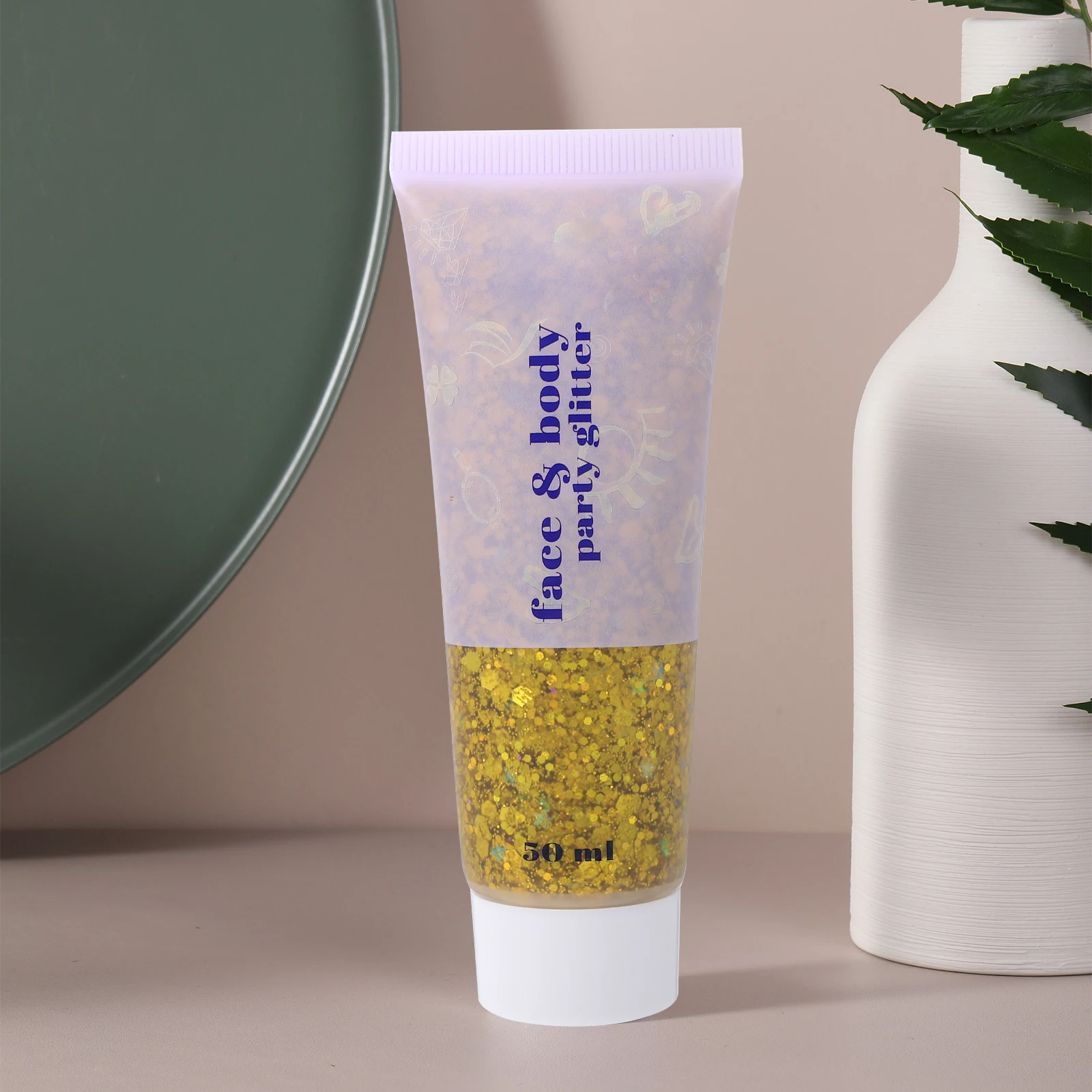 

Body Glitter Gel Sequins Face Hair Makeup Girls Halloween Holographic Golden Carnival Night Shiny Decorative Safe Healthy