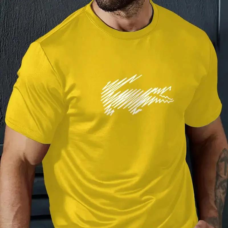 Camiseta de manga corta con estampado de rayas para hombre, camisetas informales de verano, ropa de calle de gran tamaño, Color sólido, moda para