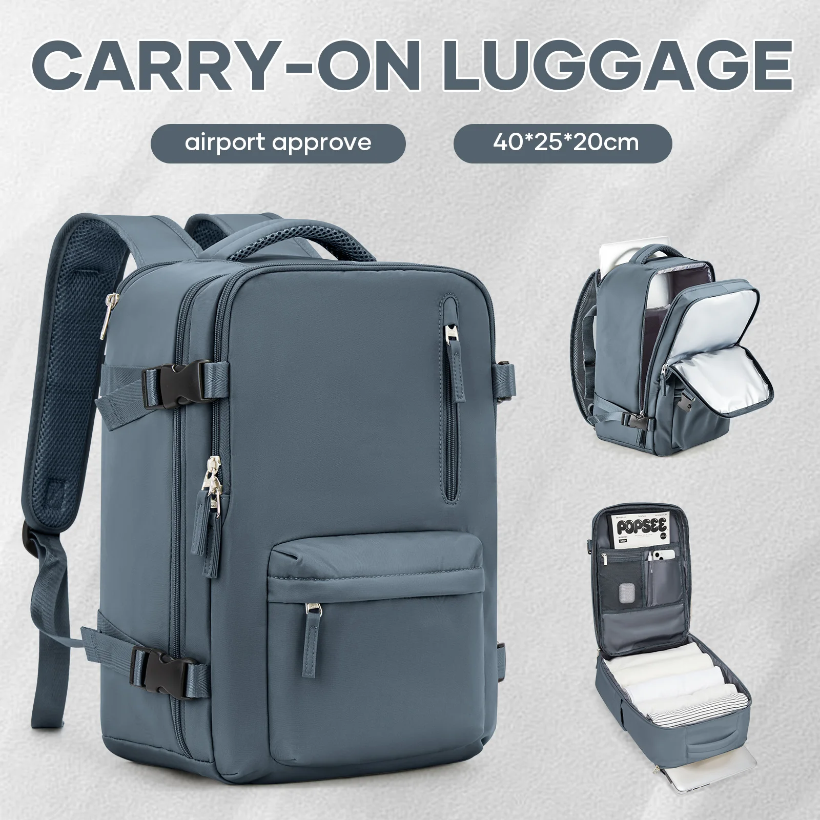 Mochila de viaje Cabina Avión Ryanair 40x20x25 Bolsa de cabina, zaino ryanair, Mochila para ordenador portátil para hombres y mujeres Mochila de negocios Eastpak