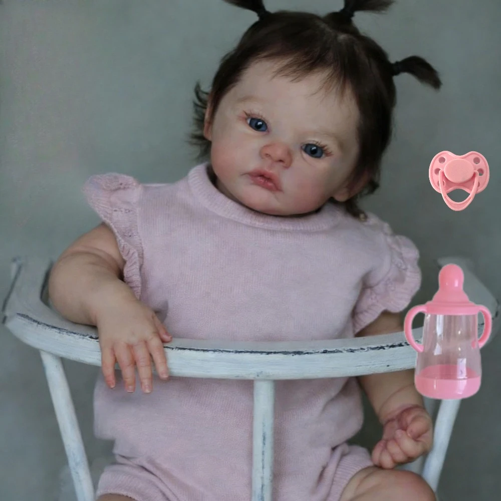 AONPENG 46CM 18inch Reborn Doll, 3D Veined Skin & Soft Cloth Body, Real Newborn Look, Kids Birthday Gift for 3+