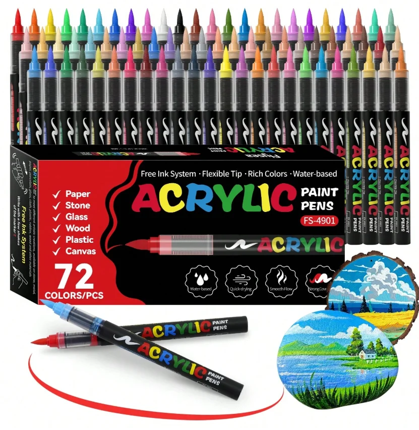 72-Color Marker Set, Suitable for Various Materials, Is an Excellent Choice for Holiday Gifts The Colors Are Rich and Vibrant, Making Them an Ideal Choice for Professional Art Projects and Creations, Suitable for Professional Artistic Purposes.