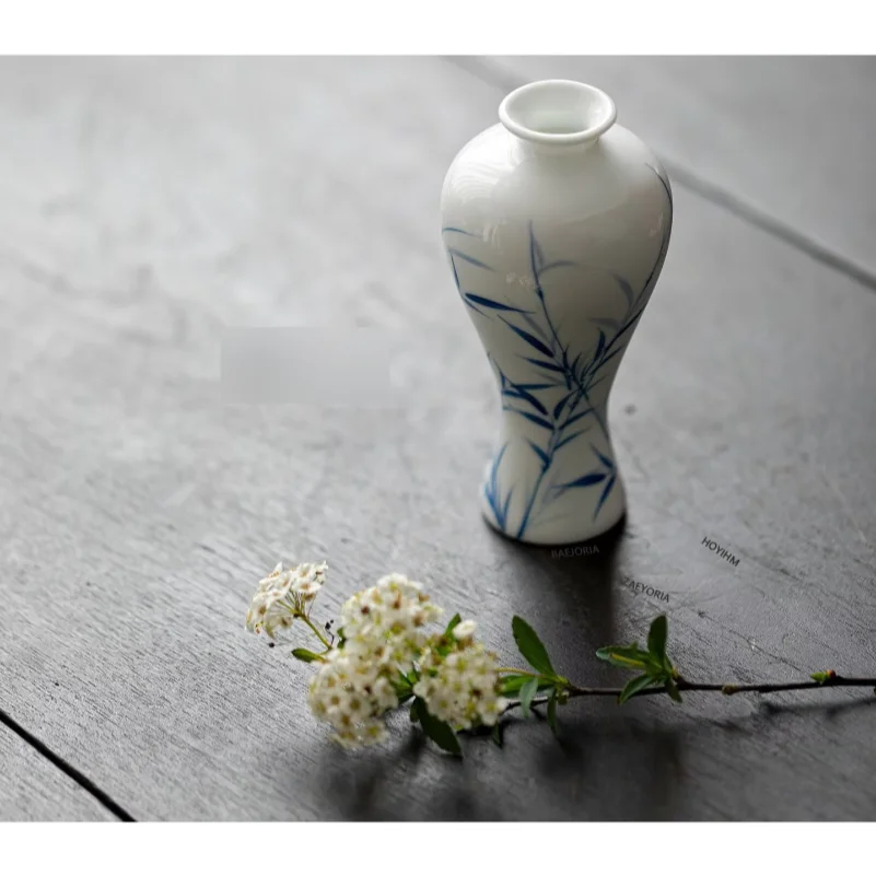

Blue And White Hand-painted Bamboo Shadow Vase Zen Terrarium Flower Basket Plant Pot Flowerpot Tableware Equipment Ornaments