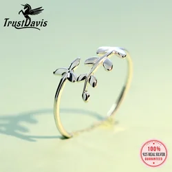 TrustDavis New 100% 925 Sterling Silver Fashion Women Cute Branch Rings Size 5 6 7 Wonderful Gift For Girls Teen Lady DS555