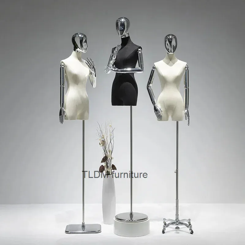 Clothing Store Mannequins for Women's Clothing Electroplating hand head Model Stand Props Female Mannequin Dummy Display Stand Z