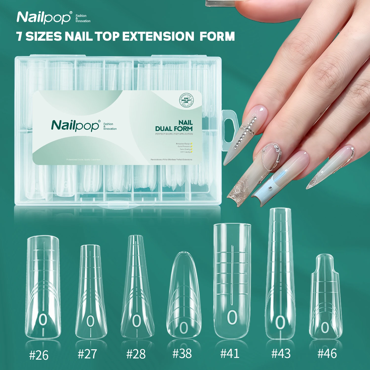 

Nailpop Extension Dual Forms Nail Многоразовые прозрачные советы Французский маникюр Сэндвич-гель Акриловое здание Профессиональное искусство 70/140 шт.