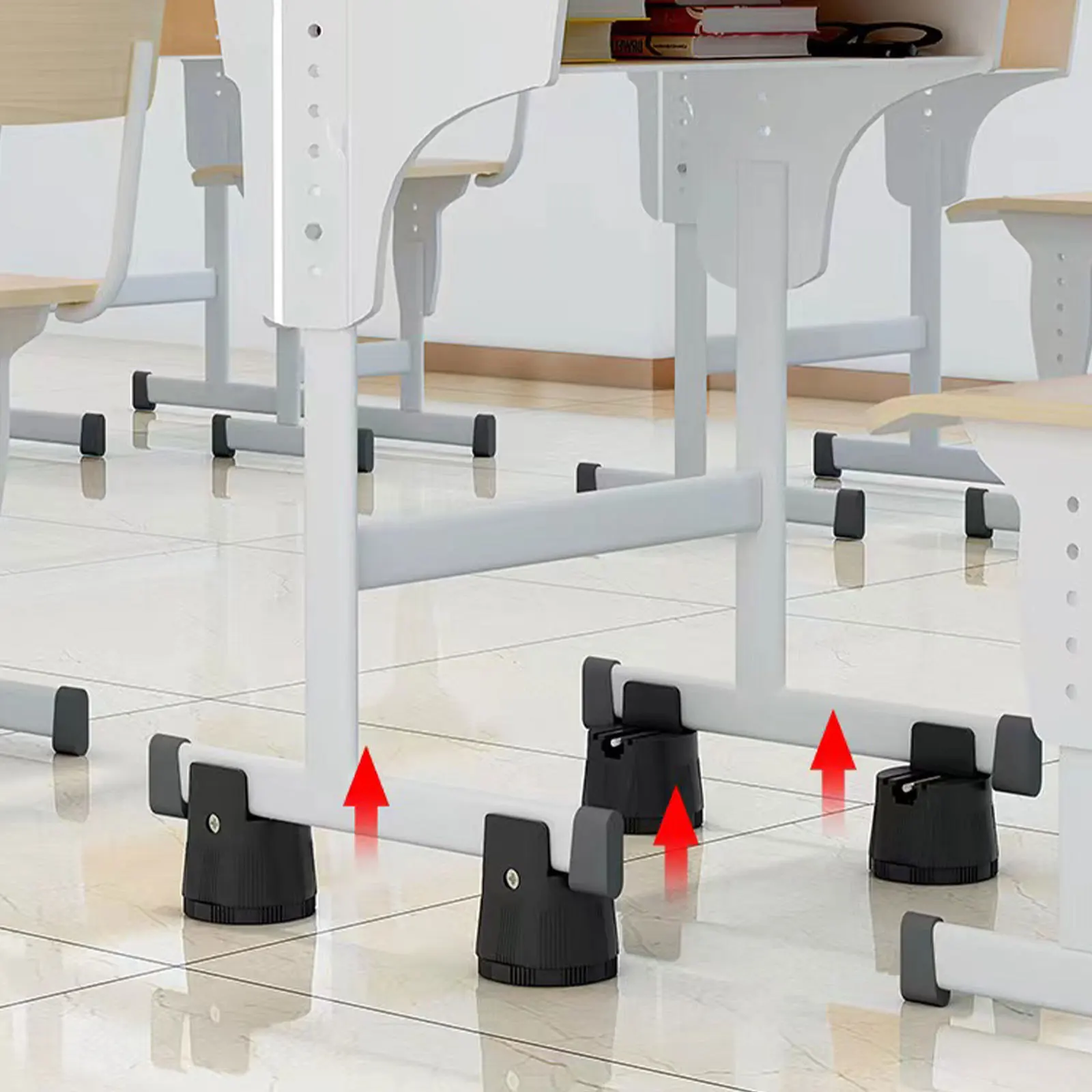 

2Pcs Durable Furniture Riser Adjustable Height Plastic Bed Chair Sofa Table Foot Mat Heavy Duty Furniture Lifts