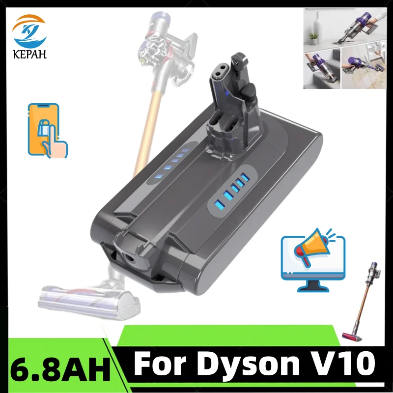 

Для Dyson V10 Cleaner RH-10 SV12 Аккумулятор, сменный литий-ионный аккумулятор V10, 25,2 В, 6800 мАч, 7-ядерный SV14 7INR21/70