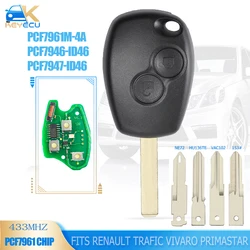 KEYECU 433MHz PCF7946 / PCF7947/PCF7961 4A Chip 2B Fob dla 2013 2014 2015 2016 Renault Trafic Vivaro Primastar Movano Dacia