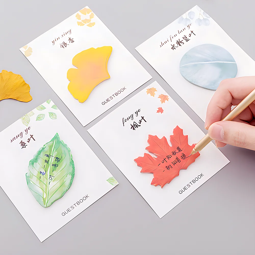 Japanese Cute Leaf Sticky Notes Girl Kawaii Memo Pad Funny Post Notepad School Girls Stationery Index Tab Wish Check To Do List