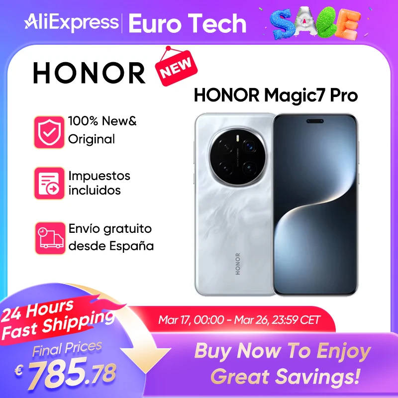 2025 NEW HONOR Magic7 Pro 5G Smartphone Snapdragon 8 Elite 6.8''120Hz LTPO Display 100W Charge Global Version HONOR Magic 7 Pro