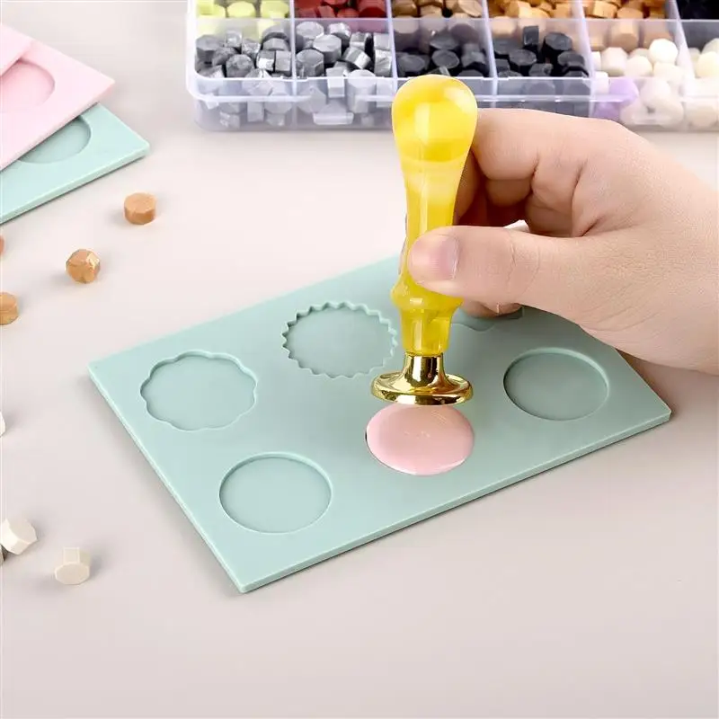 Wax Seal Stamp Mold Silicone Pad Fire Paint Mats Sealing Stamps Fixed Shapes Cavity Wax Sealing Mat Envelope Invitation Tools