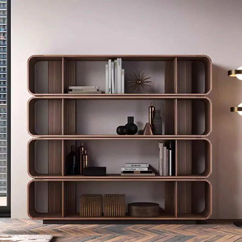 

Italian minimalist bookcase bookshelf floor-to-ceiling modern minimalist living room Nordic solid wood walnut bookcase display
