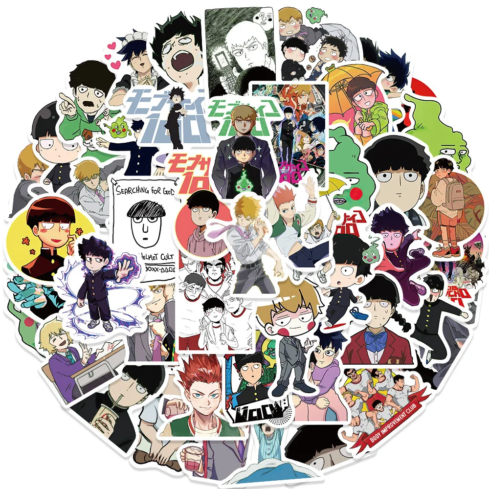 10/30/52pcs Cartoon Mob Psycho 100 Anime Stickers Waterproof Graffiti DIY Suitcase Phone Case Laptop Cool Manga Decals Kids Toy