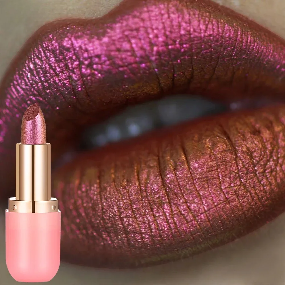 Changing Matte Glitter Diamond Lipstick Metallic Violet Chameleon Lipstick Color Waterproof Pearl Shine Lip Gloss Sexy Makeup