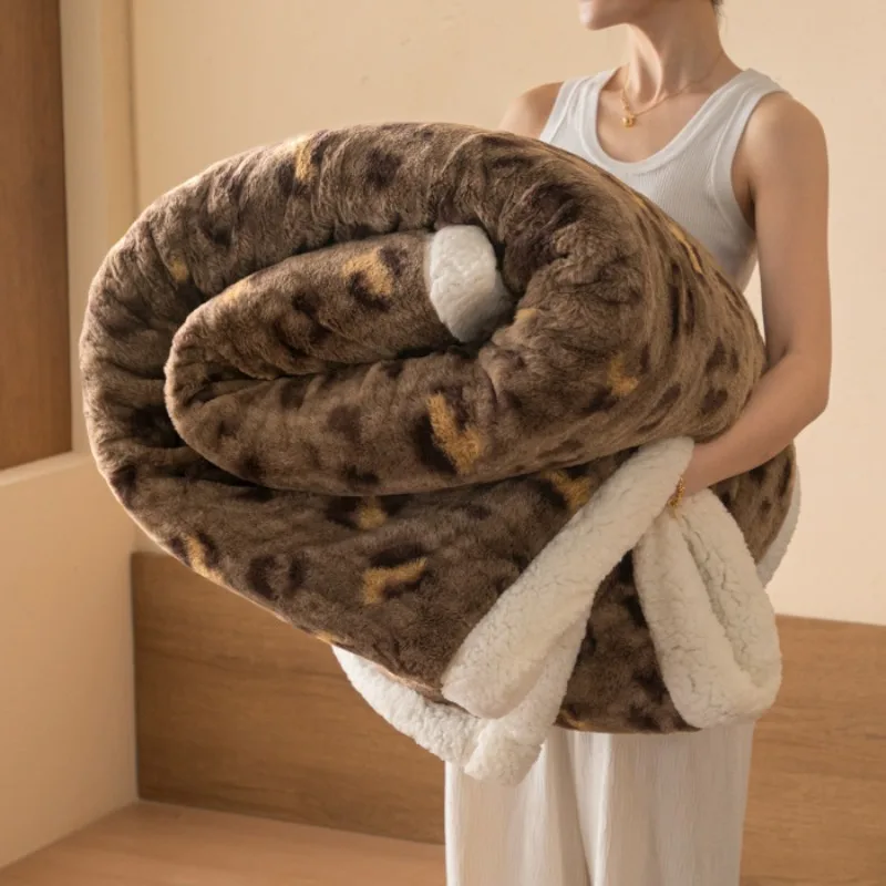 Luxury Double Layer Blanket with German Velvet Cashmere Like Lamb Wool for Sofa Warm Soft and Cozy for Autumn and Winter