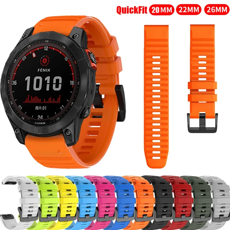 26 22 20MM Silicone Watch Band Straps For Garmin Fenix 6X 6 6S Pro 7X 7 Easyfit Wristband Fenix 5 5X 5S Plus Smartwatch Bracelet