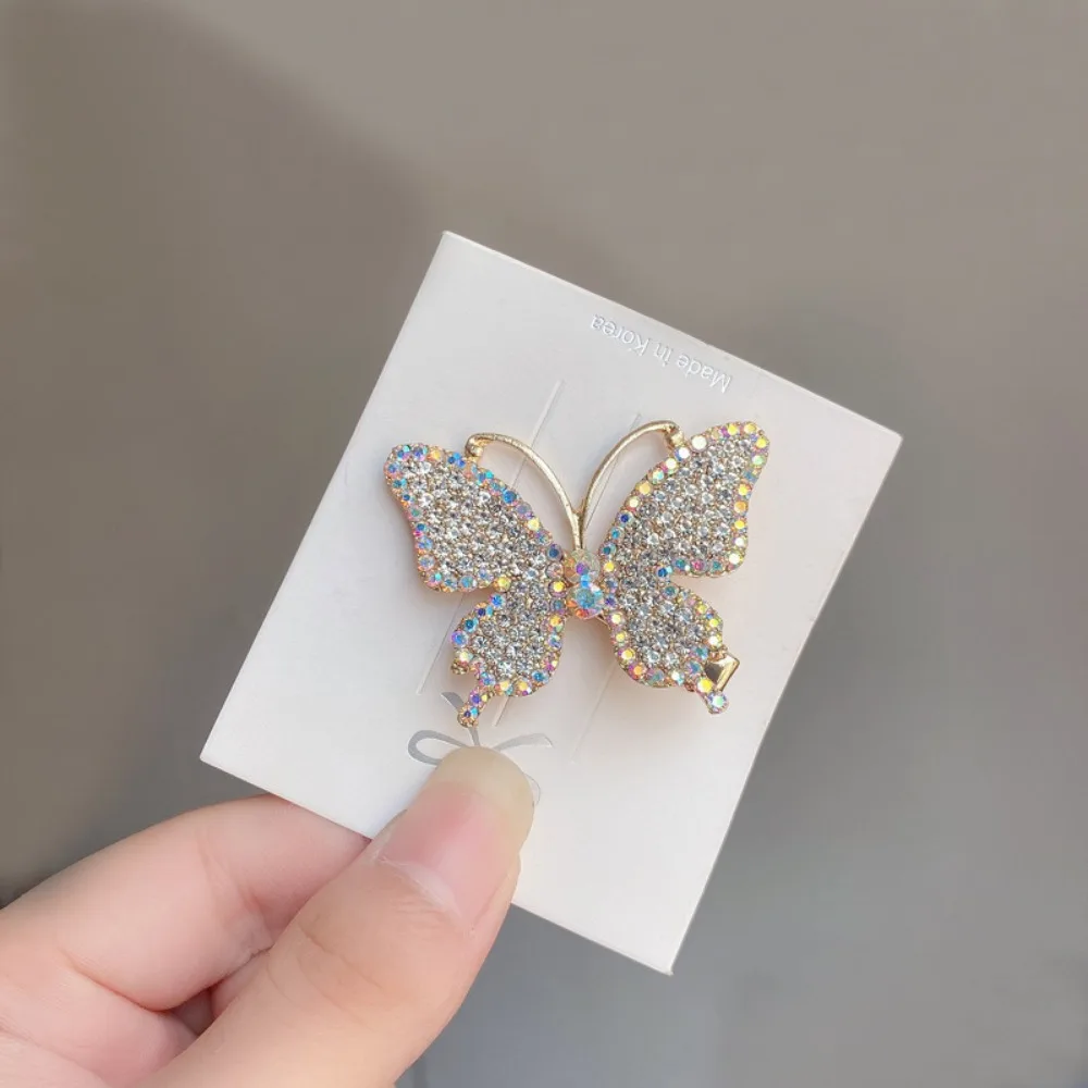 Bangs Clip Shine Will Move Simulation Butterfly Hairpin for Women Girl Headdress Rhinestone Duckbill Clip Hold Hair Accessories