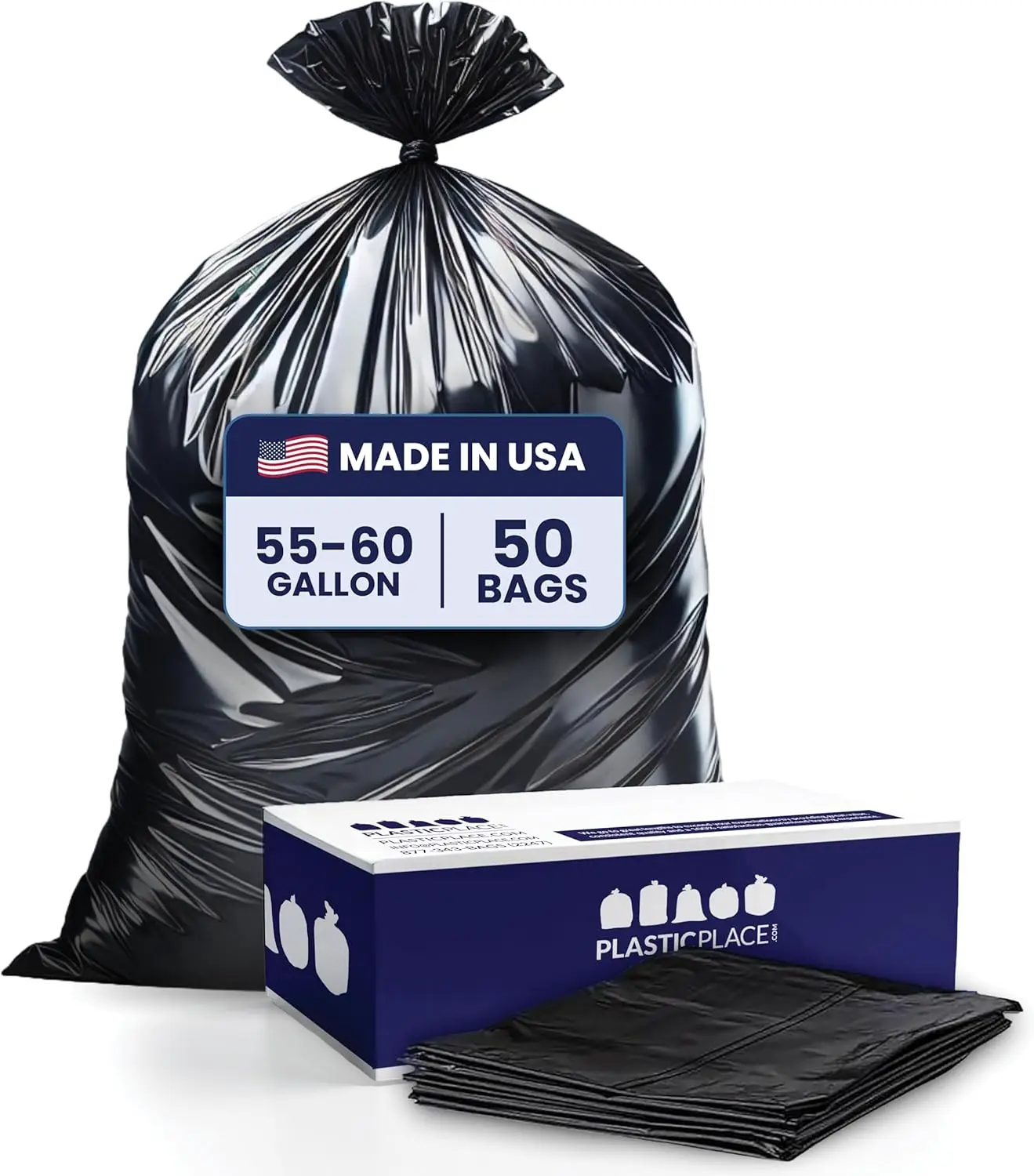 

Contractor Trash Bags 55-60 Gallon, 3.0 Mil, Black Heavy Duty Garbage Bag, 38” X 58” (50Count)