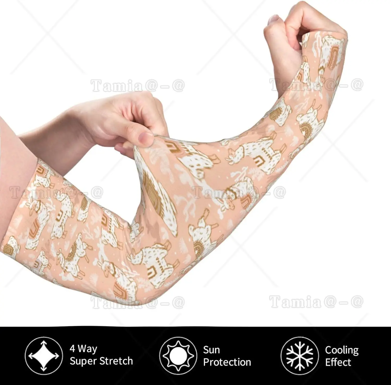 Cooling Arm Sleeves for Men Women Uv Protection Exotic Cartoon Cute Alpaca Cactus Tattoo Sleeves to Cover Arms for Women Men